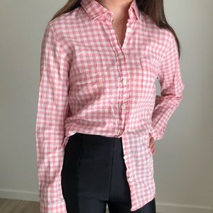 J. Crew Light Pink + White Gingham Long Sleeve Button Down